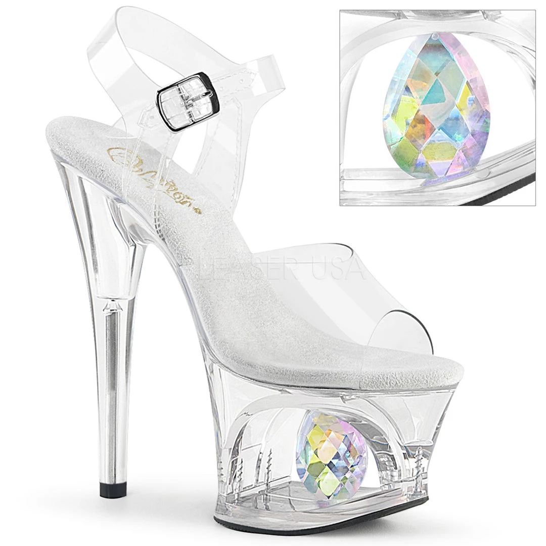 Pleaser 7" Heel Clear Ankle Strap Platform Shoes* 3 Pleaser 7" Heel Clear Ankle Strap Platform Shoes*