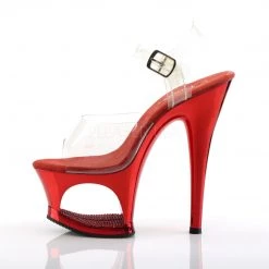Pleaser Shoes Sexy 7" Clear/Red Ankle Strap Pumps*