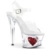 Pleaser 7" Clear/Red Ankle Strap Heels* Shoes