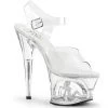Pleaser Shoes 7" Clear/Silver Ankle Strap Heels*