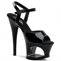 Pleaser Shoes 7" Black Ankle Strap Pumps*