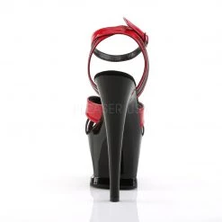 Pleaser 7" Red/Black Ankle Strap Pumps* 8 Pleaser 7