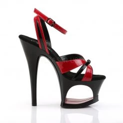 Pleaser 7" Red/Black Ankle Strap Pumps* 9 Pleaser 7