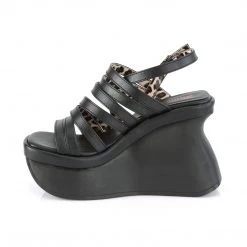 Demonia Black Vegan Leather 4.5" Platform Sandals*