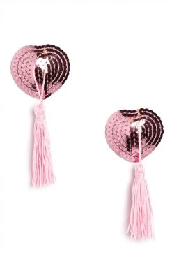 HD Lingerie Pink Sequin & Pink Tassel Nipple Pasties Accessories