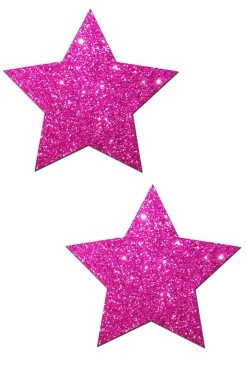 Pastease Glow In The Dark & Neon Hot Pink Glitter Star Nipple Pasties
