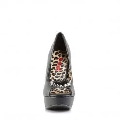 Demonia 5.3" Heel Black Vegan Leather -Faux Fur 1.3" Platform Shoes*