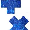 Pastease Accessories Blue Shattered Glass XX Nipple Pasties