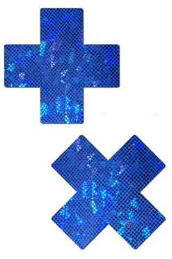 Pastease Accessories Blue Shattered Glass XX Nipple Pasties