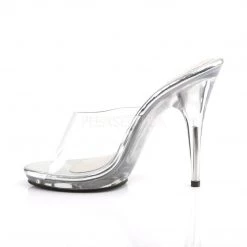 Fabulicious 5" Heel Clear Platform Slide Shoes