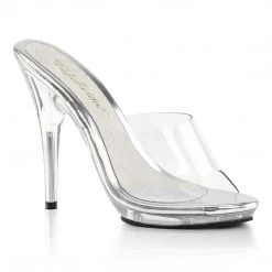 Fabulicious 5" Heel Clear Platform Slide Shoes