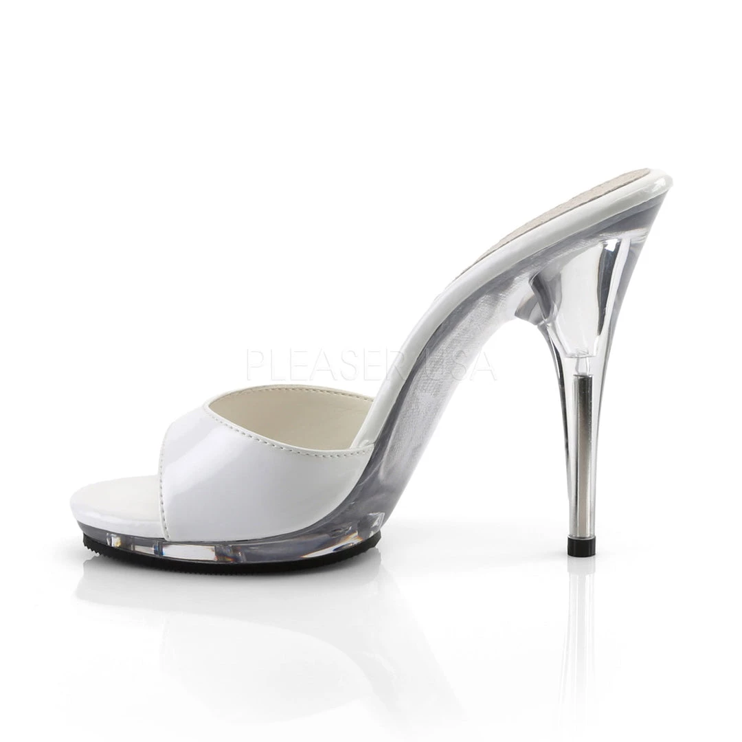 Fabulicious 5" Heel White Platform Slide Shoes 4 Fabulicious 5" Heel White Platform Slide Shoes