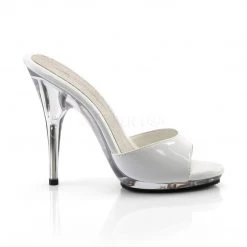 Fabulicious 5" Heel White Platform Slide Shoes 9 Fabulicious 5