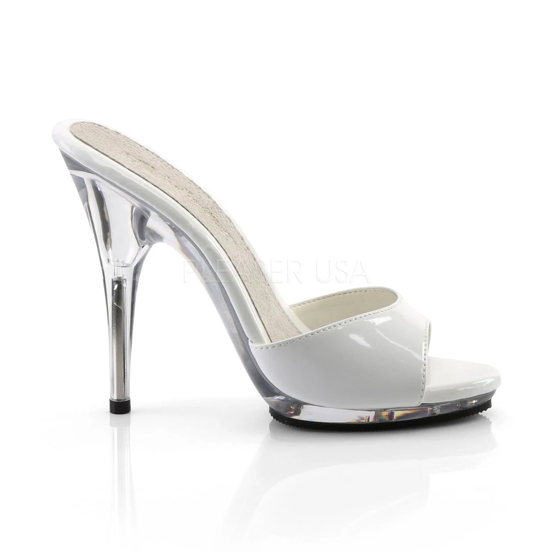 Fabulicious 5" Heel White Platform Slide Shoes 6 Fabulicious 5" Heel White Platform Slide Shoes