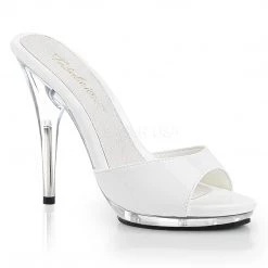 Fabulicious 5" Heel White Platform Slide Shoes