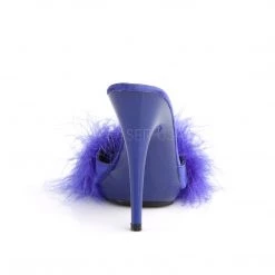Fabulicious 5" Heel Blue Satin-Marabou Fur Slide Sandal Shoes 8 Fabulicious 5