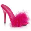 Fabulicious 5" Heel Hot Pink Platform Marabou Slide Sandal Shoes