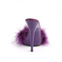 Fabulicious 5" Heel Purple Satin-Marabou Fur Slide Sandal Shoes 8 Fabulicious 5