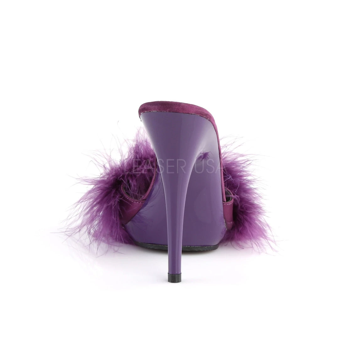 Fabulicious 5" Heel Purple Satin-Marabou Fur Slide Sandal Shoes 5 Fabulicious 5" Heel Purple Satin-Marabou Fur Slide Sandal Shoes