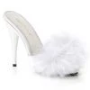 Fabulicious 5" Heel White Satin-Fur Platform Slide Sandal Shoes 1 Fabulicious 5" Heel White Satin-Fur Platform Slide Sandal Shoes