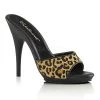 Fabulicious 5" Heel Leopard Print & Black Matte Platform Slide Shoes
