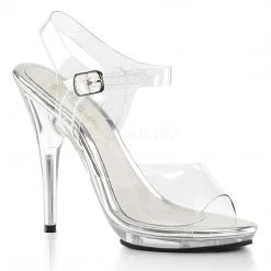 Fabulicious 5" Heel Clear Platform Ankle Strap Sandal Shoes