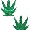 Pastease Glittering Green Pot Leaves Nipple Pasties Accessories