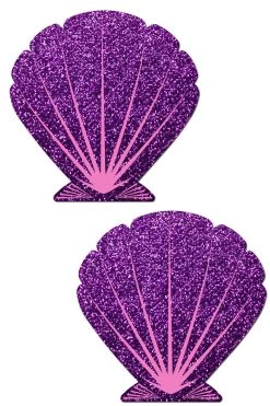 Pastease Purple & Pink Glitter Seashell Nipple Pasties Accessories