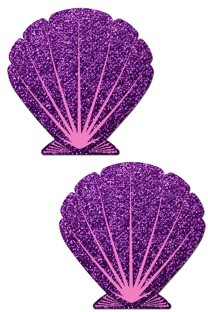 Pastease Purple & Pink Glitter Seashell Nipple Pasties Accessories 3 Pastease Purple & Pink Glitter Seashell Nipple Pasties Accessories