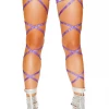 Roma Purple Shimmer Leg Wrap With O-Ring Accent Leg Garters