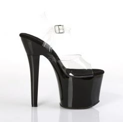 Pleaser 7" Clear/Black Ankle Strap Stripper Heels* Shoes 9 Pleaser 7