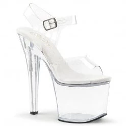 Pleaser Shoes 7" Clear Ankle Strap Stripper Heels*