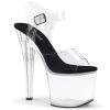 Pleaser Shoes 7" Clear/Black Ankle Strap Heels W/ 3.3" Platform*