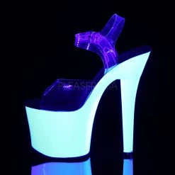 Pleaser Shoes 7" Clear/White Ankle Strap Heels*