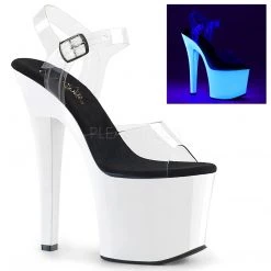 Pleaser Shoes 7" Clear/White Ankle Strap Heels*