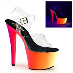 Pleaser Shoes 7" Clear/Multi Color Ankle Strap High Heels*
