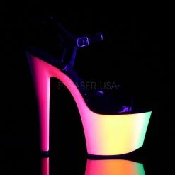 Pleaser Shoes 7" Black/Multi Color Ankle Strap High Heels* 9 Pleaser Shoes 7