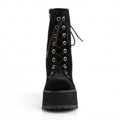Demonia 3.8" Heel Black Velvet 2.3" Platform Mid-Calf Boots*