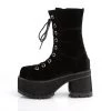 Demonia 3.8" Heel Black Velvet 2.3" Platform Mid-Calf Boots*