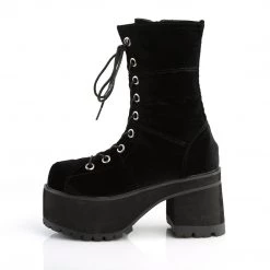Demonia 3.8" Heel Black Velvet 2.3" Platform Mid-Calf Boots*