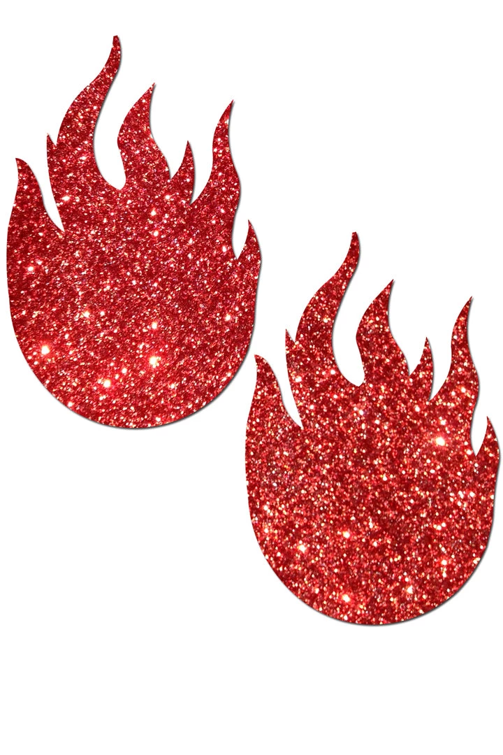Pastease Accessories Red Glitter Flame Nipple Pasties 3 Pastease Accessories Red Glitter Flame Nipple Pasties