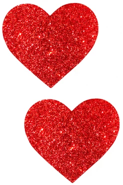 NevaNude Ravish Me Red Glitter Heart Nipple Pasties