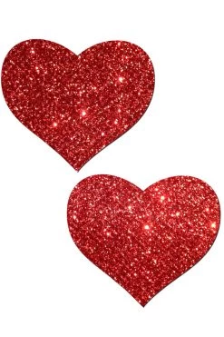 Pastease Red Glitter Heart Nipple Pasties Valentines Day Lingerie