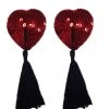 HD Lingerie Accessories Red Sequin & Black Tassel Nipple Pasties