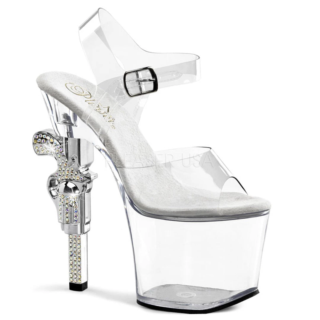 Pleaser Shoes 7" Clear Ankle Strap Stripper High Heels* 3 Pleaser Shoes 7" Clear Ankle Strap Stripper High Heels*