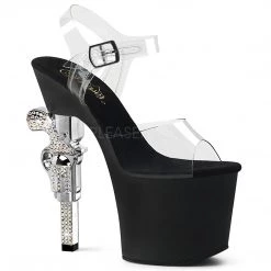 Pleaser Sexy 7" Clear/Black Ankle Strap High Heels*