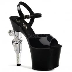 Pleaser Shoes 7" Black Ankle Strap Stripper High Heels*