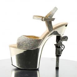 Pleaser Shoes 7" Gold Ankle Strap Heels*