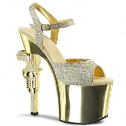 Pleaser Shoes 7" Gold Ankle Strap Heels*