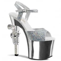 Pleaser Shoes 7" Silver Ankle Strap Heels*